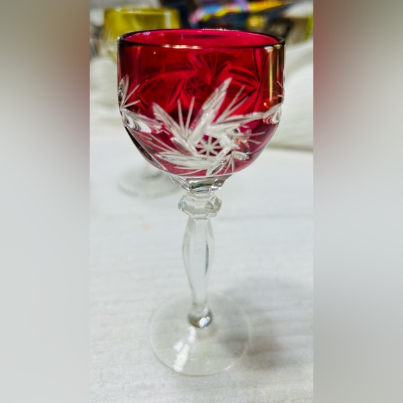 Vintage cut glass Crystal cordial goblets. Set of 5.look at photos closely. - Picture 4 of 8